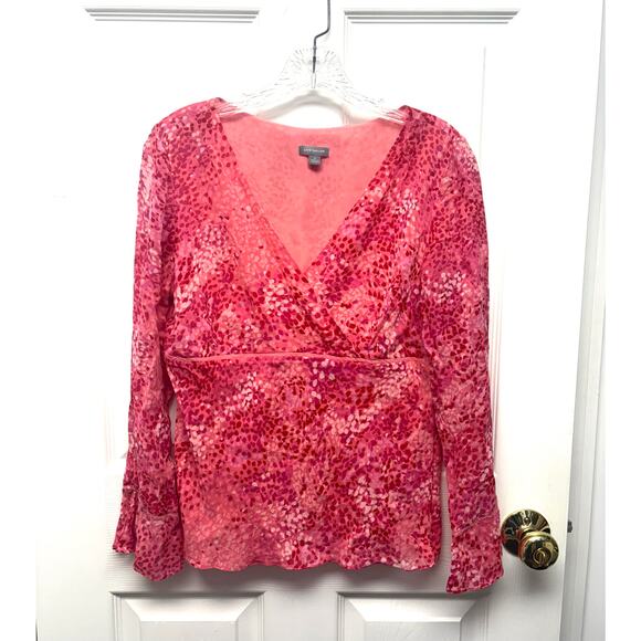 Ann Taylor Pink Silk Blouse Lined Side Zip V Neck - Picture 1 of 7